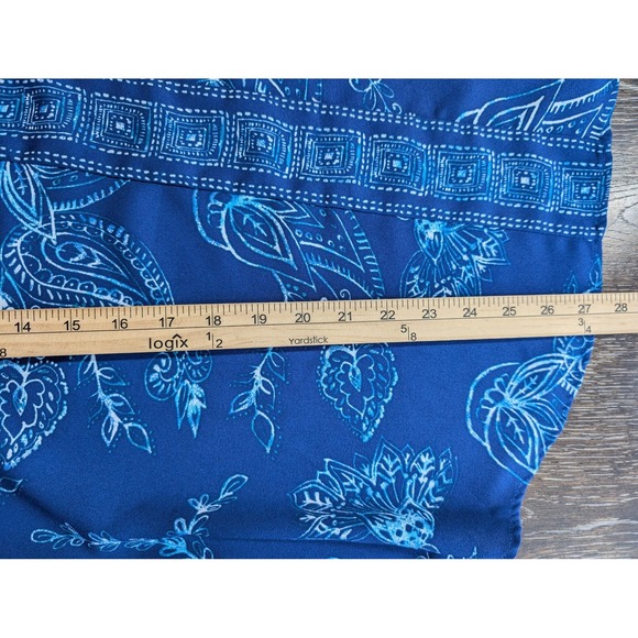 Belle By Kim Gravel Shirt Womens Large Blue Paisley V Neck Rhinestone Tunic Top - Picture 7 of 7